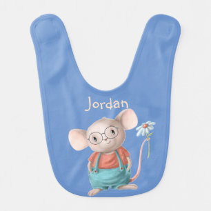 Cute Little Mouse Animal Fun Custom Name Baby Bib