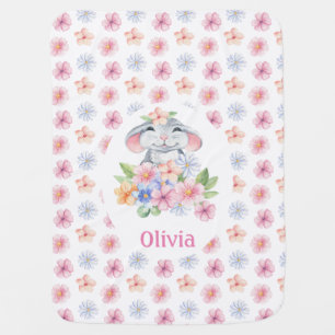 Cute Little Mouse Baby Girl Nursery Pink White Baby Blanket