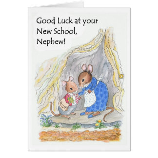 Cute Little Mouse Good Luck New School Nephew Cards