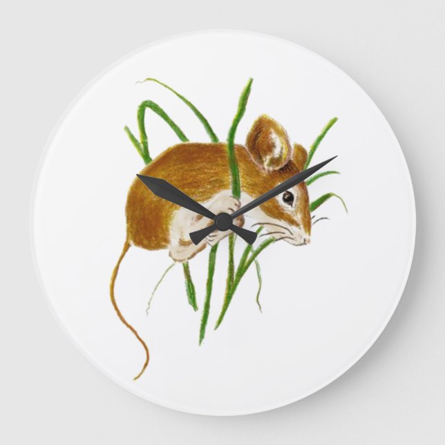 Cute Little Mouse Hanging In, Nature Design Large Clock (Front)