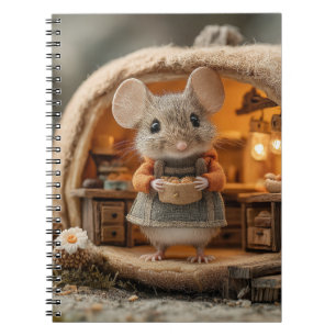 Cute Little Mouse in Cozy Acorn House Notebook