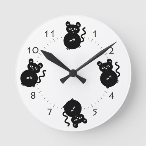 Cute Little Mouse Kids Bedroom Round Clock