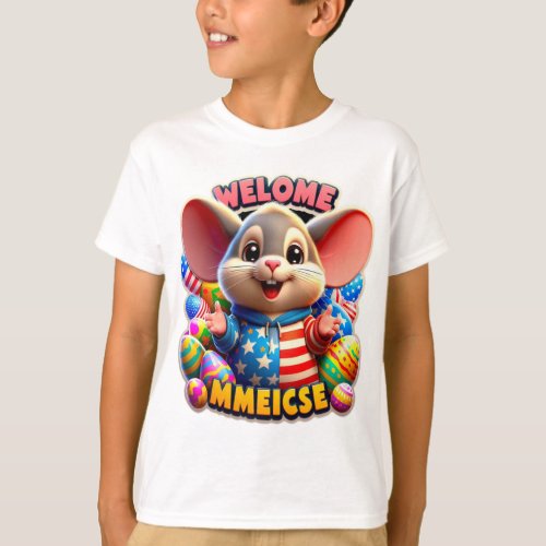 Cute little mouse with easter egg T_Shirt