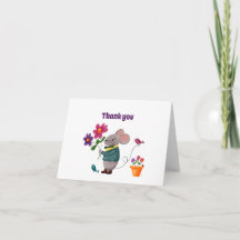 Cute Little Mouse with Flowers