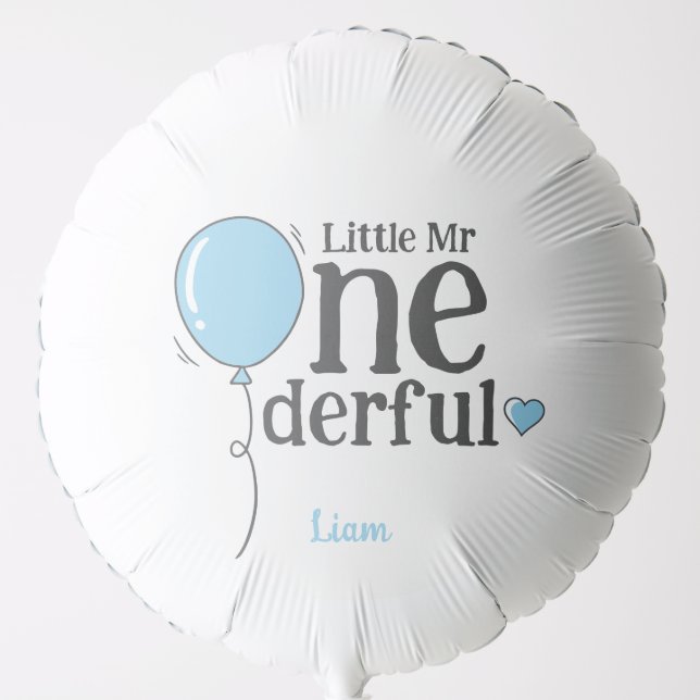 Cute Little Mr Onederful Blue Customized Balloon (Front)