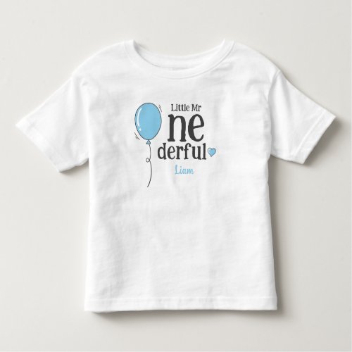 Cute Little Mr Onederful First Birthday Balloon Toddler T_shirt