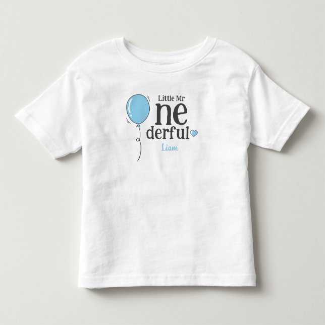 Cute Little Mr Onederful First Birthday Balloon Toddler T-shirt (Front)