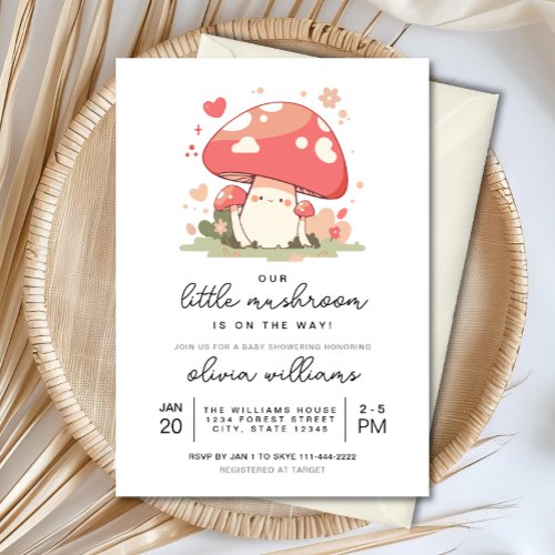 Cute Little Mushroom Baby Shower Invitation