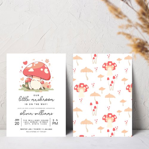 Cute Little Mushroom Baby Shower Invitation