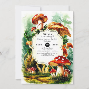 Cute Little Mushroom Birthday Invitation