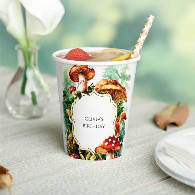 Cute Little Mushroom Birthday Paper Cups (Insitu)