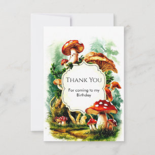 Cute Little Mushroom Birthday Thank You Card