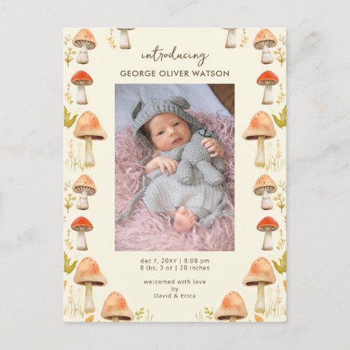 Cute Little Mushrooms Photo Birth Announcement