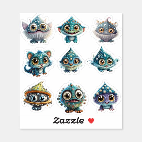 cute little mystical creatures sticker set