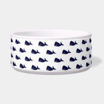 Cute Little Navy Blue Whale Pattern on White Bowl