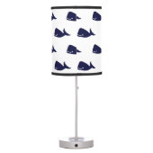 Cute Little Navy Blue Whale Pattern on White Table Lamp (Back)