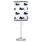 Cute Little Navy Blue Whale Pattern on White Table Lamp (Left)