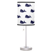 Cute Little Navy Blue Whale Pattern on White Table Lamp (Right)