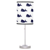 Cute Little Navy Blue Whale Pattern on White Table Lamp (Front)