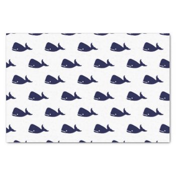 Cute Little Navy Blue Whale Pattern On White Tissue Paper by BlackStrawberry_Co at Zazzle