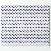 Cute Little Navy Blue Whale Pattern on White Wrapping Paper (Flat)