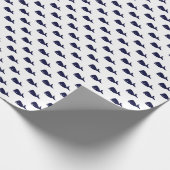 Cute Little Navy Blue Whale Pattern on White Wrapping Paper (Corner)