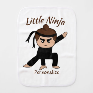 Cute Little Ninja Boy Cartoon Personalized Baby Baby Burp Cloth