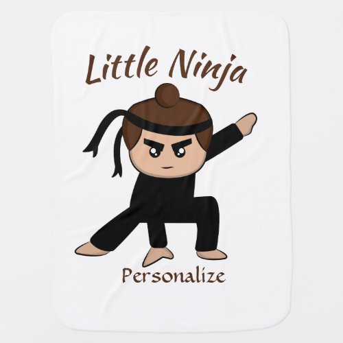 Cute Little Ninja Boy Cartoon Personalized Baby Blanket