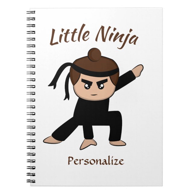 Cute Little Ninja Boy Cartoon Personalized Notebook (Front)