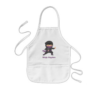 Cute Little Ninja with Nunchaku For Boys Kids' Apron