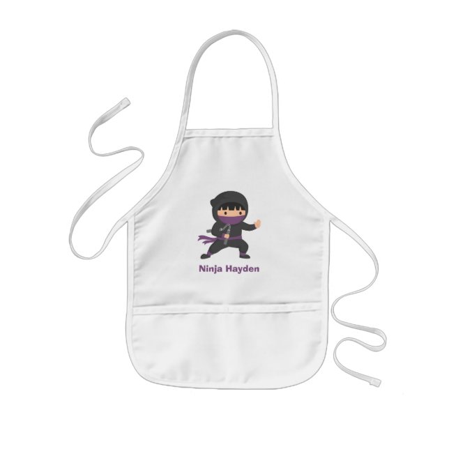Cute Little Ninja with Nunchaku For Boys Kids' Apron (Front)
