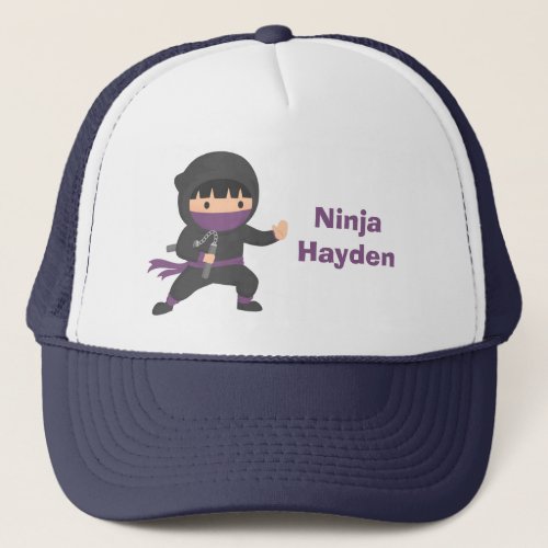 Cute Little Ninja with Nunchaku For Boys Trucker Hat