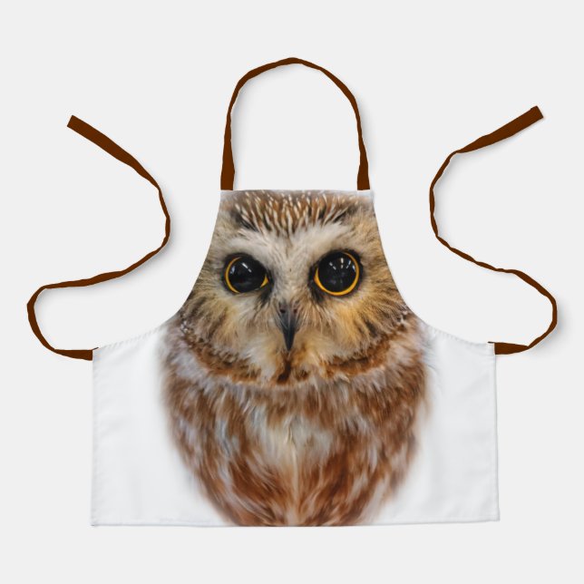 Cute Little Northern Saw Whet Owl Apron (Front)