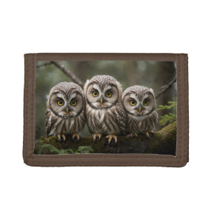 Cute Little Northern Saw-whet Owls   Owl Lovers Trifold Wallet