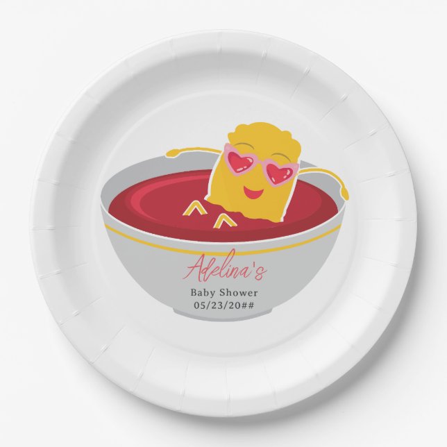 Cute Little Nugget Chicken Nugget Girl Baby Shower Paper Plates (Front)