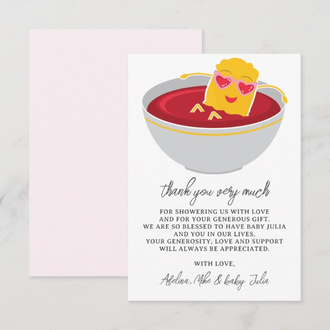 Cute Little Nugget Chicken Nugget Girl Baby Shower Thank You Card (Front/Back)