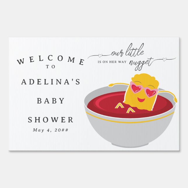 Cute Little Nugget Girl Baby Shower Welcome Sign (Front)