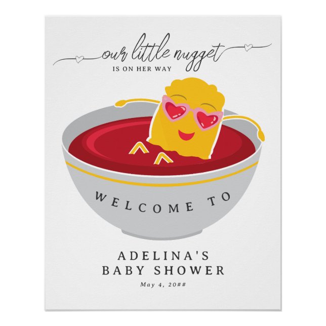 Cute Little Nugget Girl Baby Shower Welcome Sign (Front)