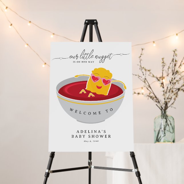 Cute Little Nugget Girl Baby Shower Welcome Sign (In Situ (Stand))