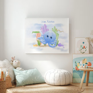 Cute Little Octopus Faux Canvas