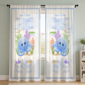 Cute Little Octopus Sheer Curtains Set