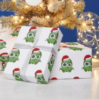 Cute little octopus with his Christmas hat Wrapping Paper