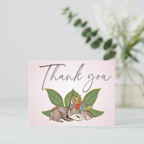 Cute Little Oh Deer Greenery Woodland Wild Friends Postcard