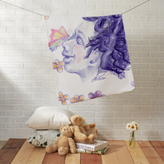 Cute little one with butterfly baby blanket