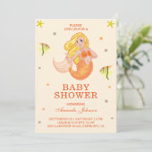 Cute Little Orange Mermaid Baby Shower Invitation (Standing Front)