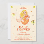 Cute Little Orange Mermaid Baby Shower Invitation (Front)