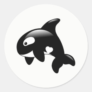 Cute Little Orca Classic Round Sticker