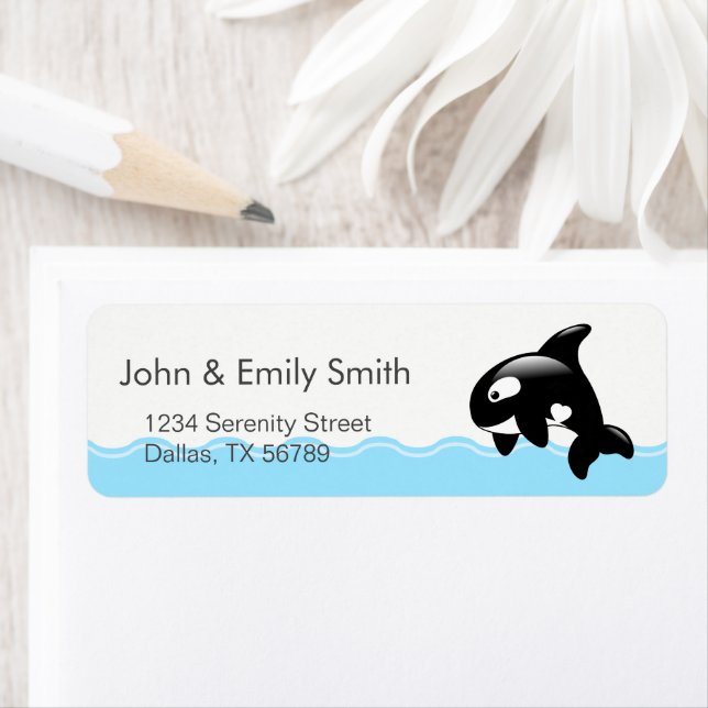 Cute Little Orca Whale Address Label (Insitu)