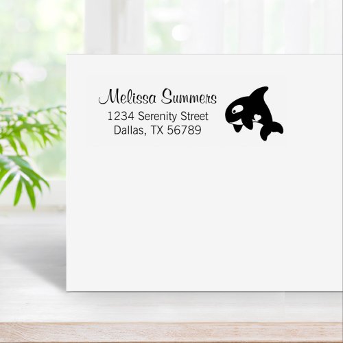 Cute Little Orca Whale Address Rubber Stamp