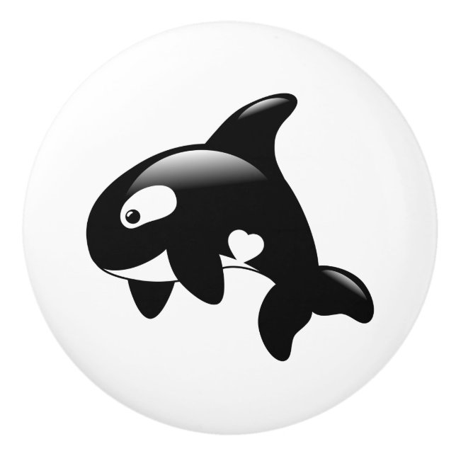 Cute Little Orca Whale Ceramic Knob (Front)